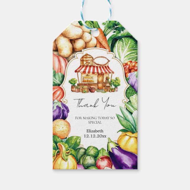 Étiquettes-cadeau Le Baby shower des fermiers de Boho cultivé locale (Devant)