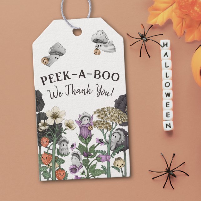 Étiquettes-cadeau Le Baby shower d'Halloween Peek-a-Boo Faveurs (Halloween baby shower gift or favor tags)