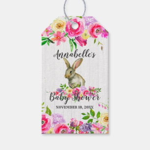 Étiquettes-cadeau Le baby shower floral d'aquarelle de lapin