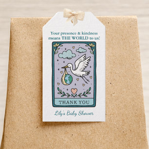 Étiquettes-cadeau Le Baby shower Tarot Le Merci mondial est favorabl