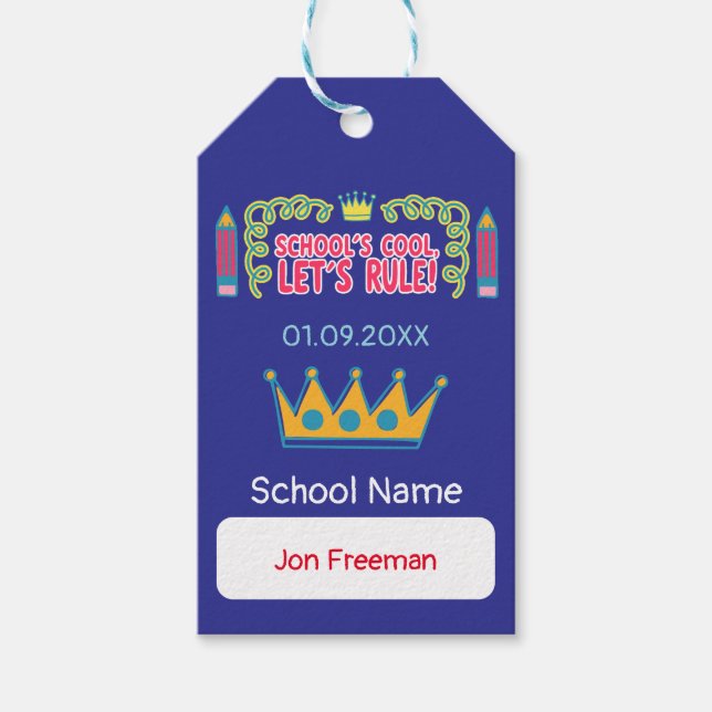 Étiquettes-cadeau "Le cool de l’école, règle" citations de motivatio (Devant)