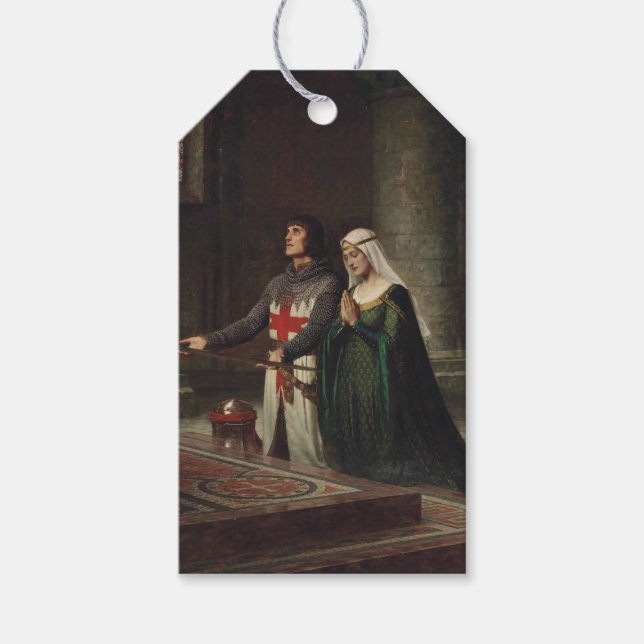 Étiquettes-cadeau Le Dédication (Chevalier médiéval et Sa Dame) (Devant)