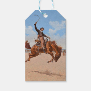 Étiquettes-cadeau Le Dompteur de bronco (par Frederic Remington)