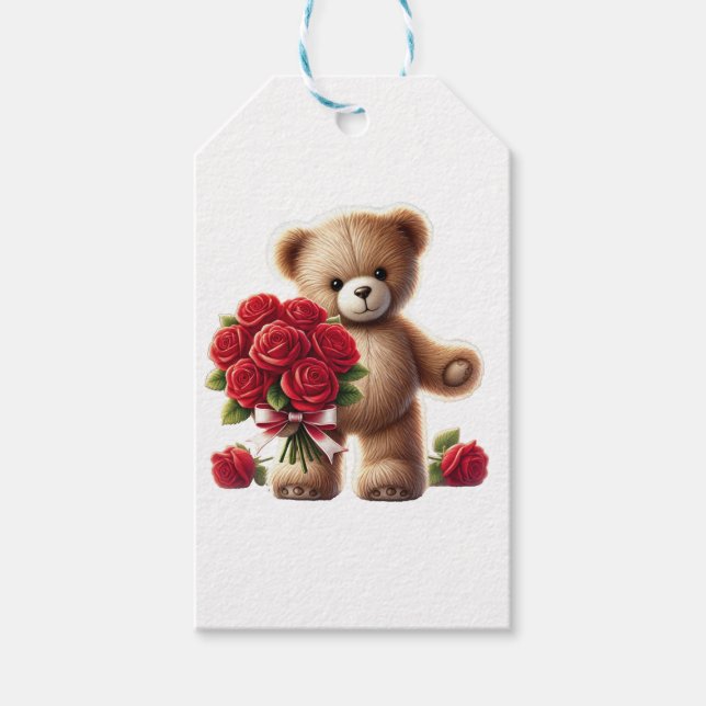 Étiquettes-cadeau Le geste romantique de nounours (Devant)