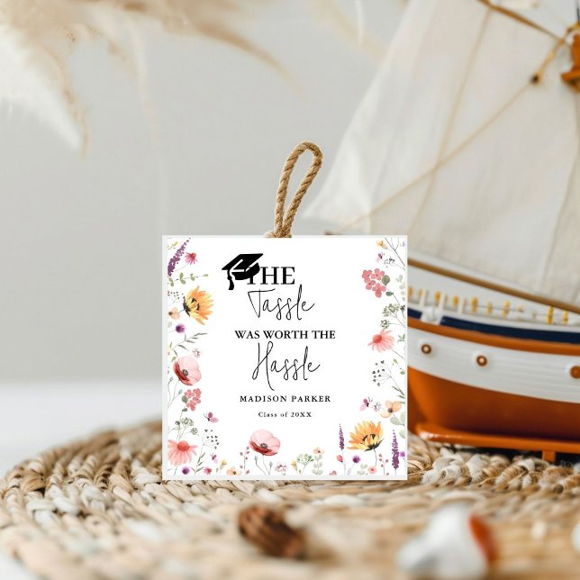 Étiquettes Cadeau Le goût vaut la peine Fleur sauvage Graduation (Créateur téléchargé)