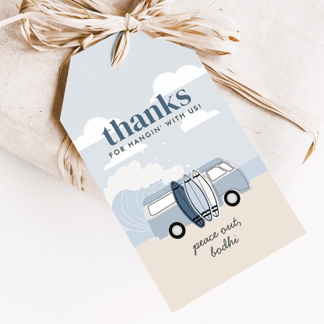 Étiquettes-cadeau Le grand Surf de plage Boys Boys Anniversaire Favo (Créateur téléchargé)