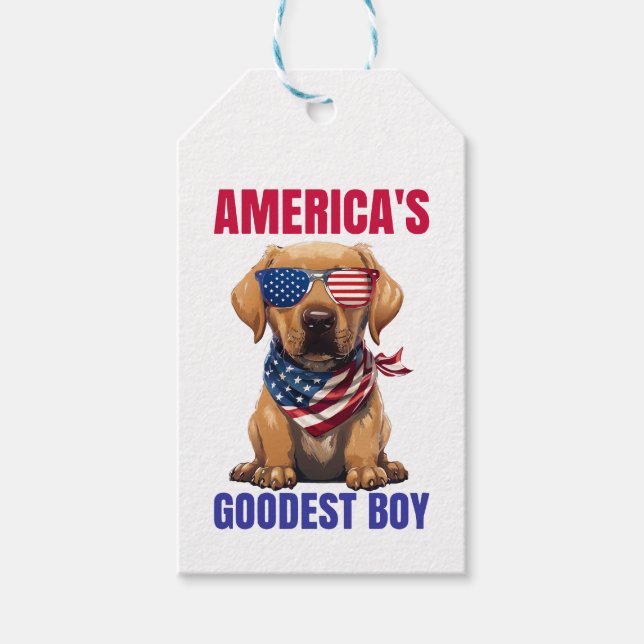 Étiquettes-cadeau Le Labrador le plus gentil d'Amérique (Devant)