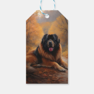 Étiquettes-cadeau Le Mastiff tibétain en automne les feuilles automn