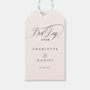 Étiquettes-cadeau LE MEILLEUR JOUR JAMAIS ! Elégant, Mariage beige