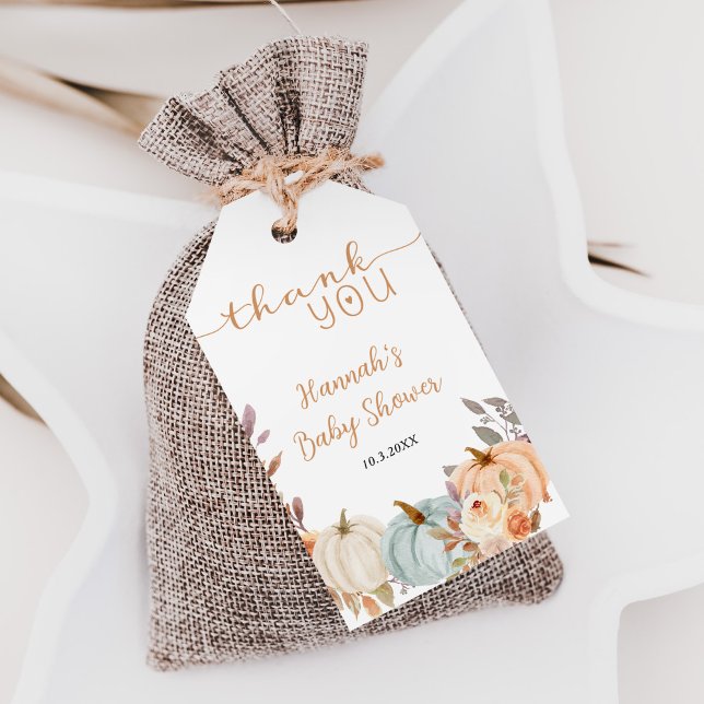 Étiquettes-cadeau Le Merci du petit Baby shower Citrouille est favor (Créateur téléchargé)