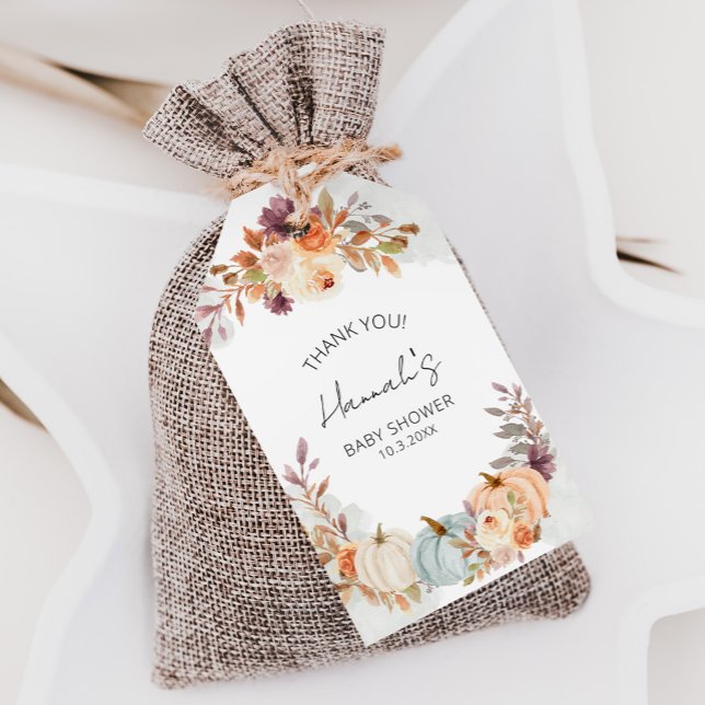Étiquettes-cadeau Le Merci du petit Baby shower Citrouille est favor (Créateur téléchargé)