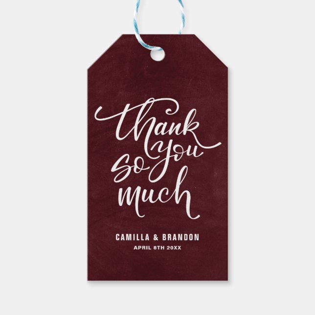 Étiquettes-cadeau Le Merci rustique Bourgogne est si Lettrant (Devant)