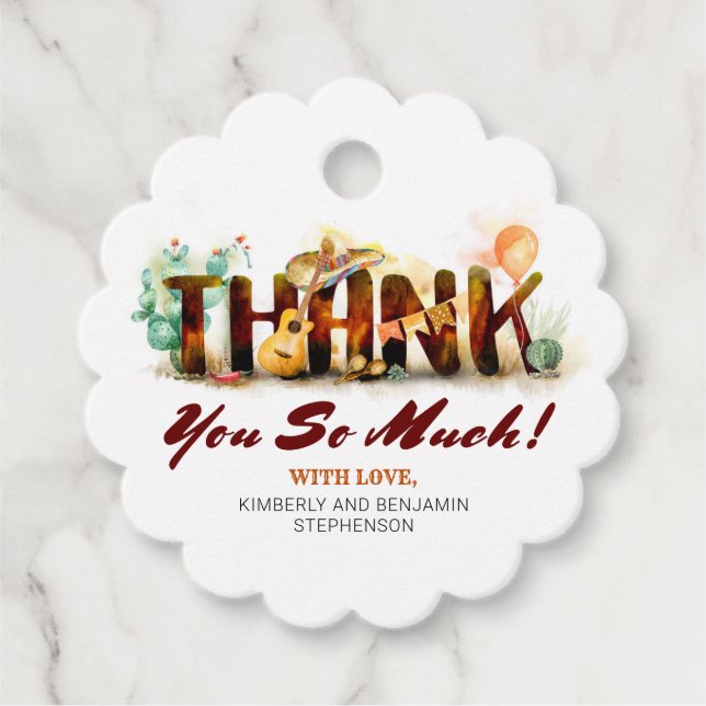 Étiquettes Cadeau Le Merci, tel style mexicain (Devant)