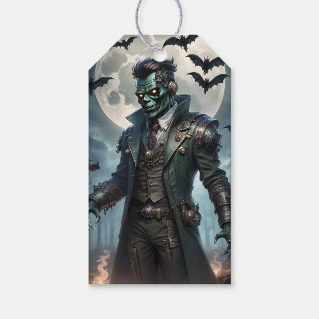 Étiquettes-cadeau Le monstre de Halloween Steampunk Frankenstein (Devant)