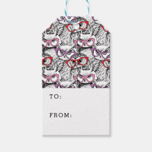Étiquettes-cadeau Le motif   de lunettes de hibou ajoutent votre
