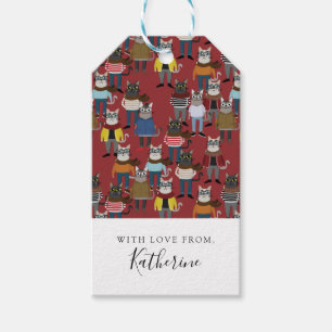 Étiquettes-cadeau Le motif frais   de chat de hippie ajoutent votre