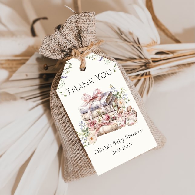 Étiquettes-cadeau Le nouveau chapitre commence le Baby shower du liv (Créateur téléchargé)