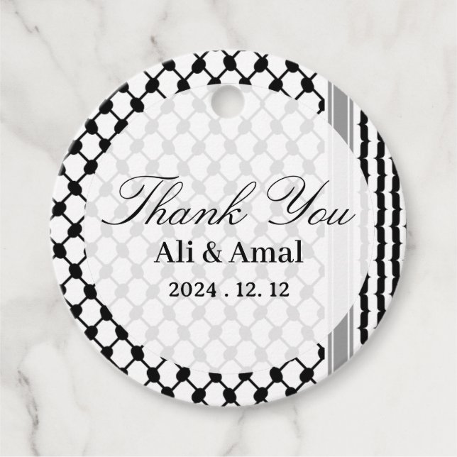 Étiquettes Cadeau Le Palestinien Hatta Keffiyeh Mariage du Merci (Devant)
