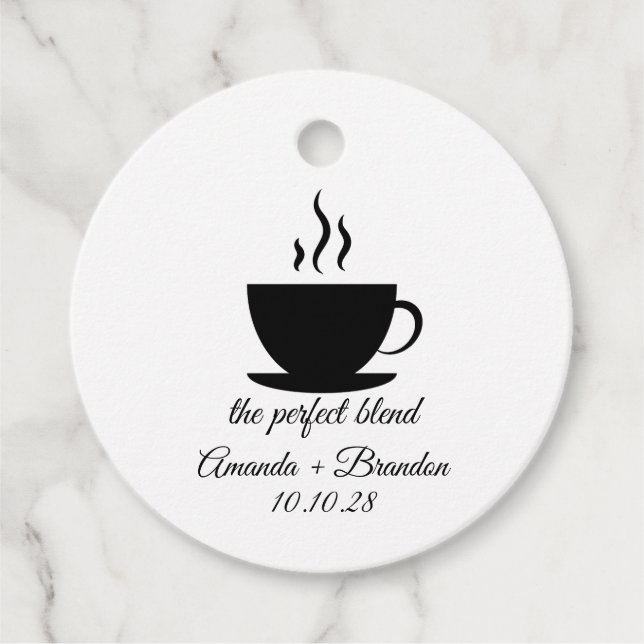 Étiquettes Cadeau Le parfait mélange de Merci Mariage café (Devant)