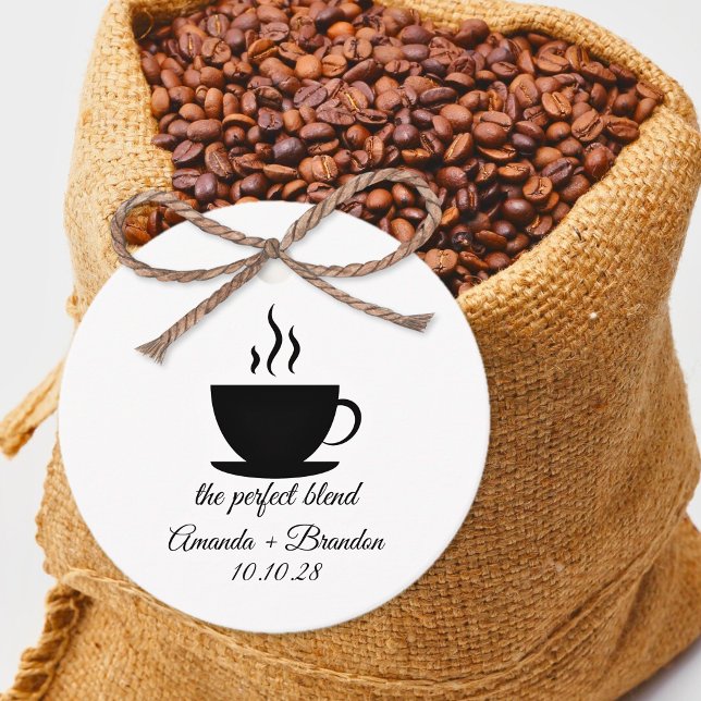 Étiquettes Cadeau Le parfait mélange de Merci Mariage café (The Perfect Blend Coffee Wedding Thank You Favor Tag)