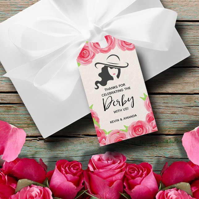 Étiquettes-cadeau Le parti du grand Casquette Derby est favorable (Big Hat Lady Derby Party Favor Gift Tags)