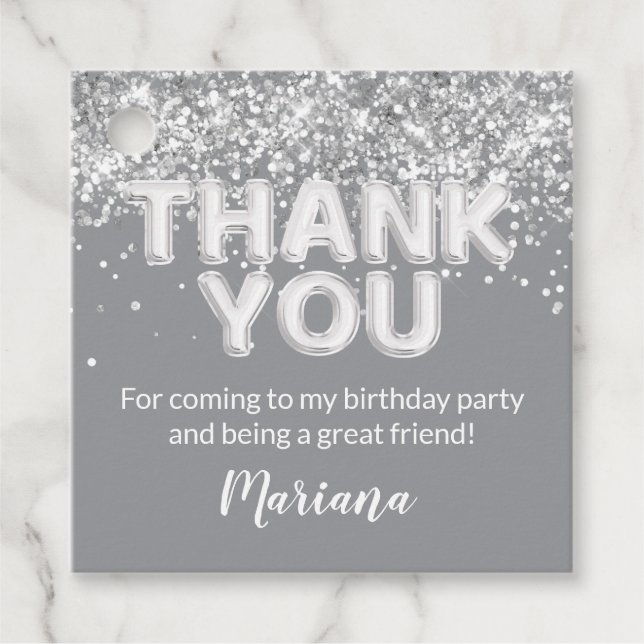 Étiquettes Cadeau Le parti Grey et Argent est favorable (Devant)