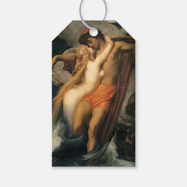 Étiquettes-cadeau Le pêcheur et le serpent (par Frederic Leighton) (Devant)