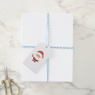 Étiquettes-cadeau Le père noël avec la bande dessinée de candycane