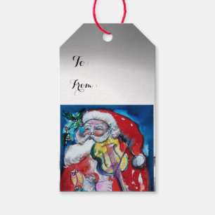 Étiquettes-cadeau Le PÈRE NOËL JOUANT la fête de Noël de VIOLON
