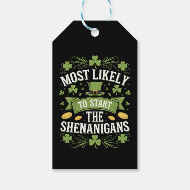 Étiquettes-cadeau Le Plus Probable À Démarrer Le St patrick Shenanig (Dos)