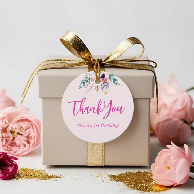 Étiquettes Cadeau Le premier Merci d'anniversaire de Wild One Girl (Créateur téléchargé)