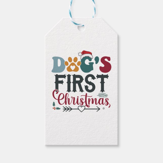 Étiquettes-cadeau Le premier Noël du chien (Devant)
