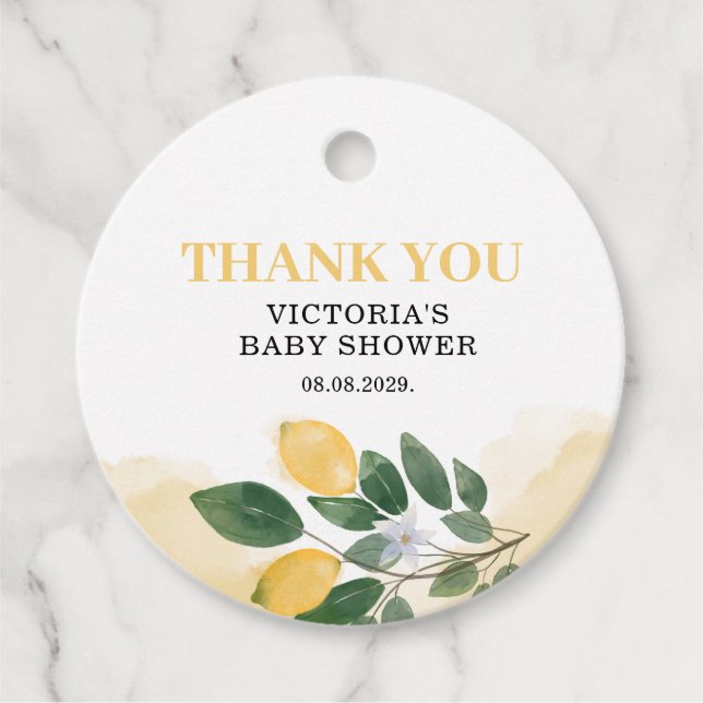 Étiquettes Cadeau Le principal Baby shower Squeeze de Lemon Mama (Devant)