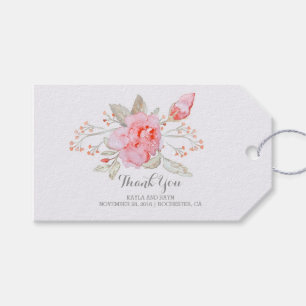 Étiquettes-cadeau Le rose fleurit le mariage d'aquarelle de bouquet