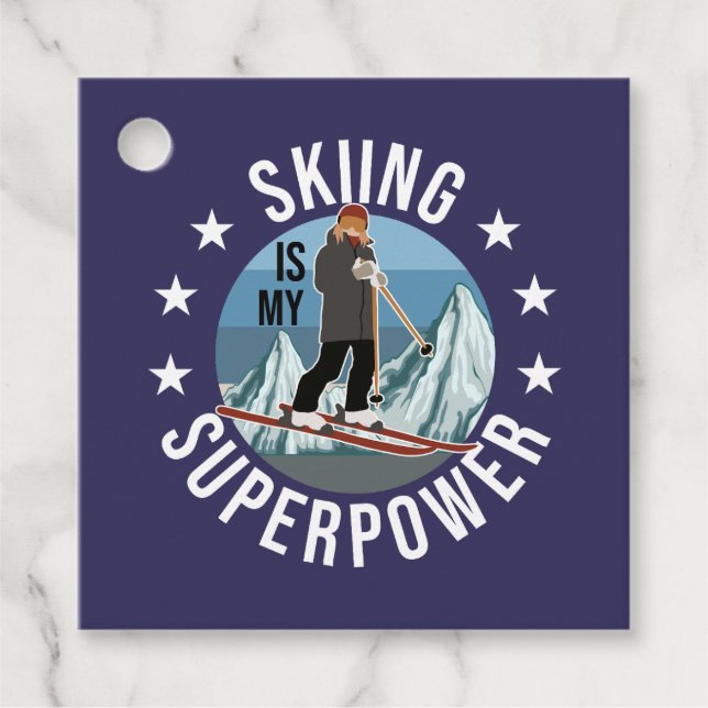 Étiquettes Cadeau Le Ski Est Ma Superpuissance (Devant)