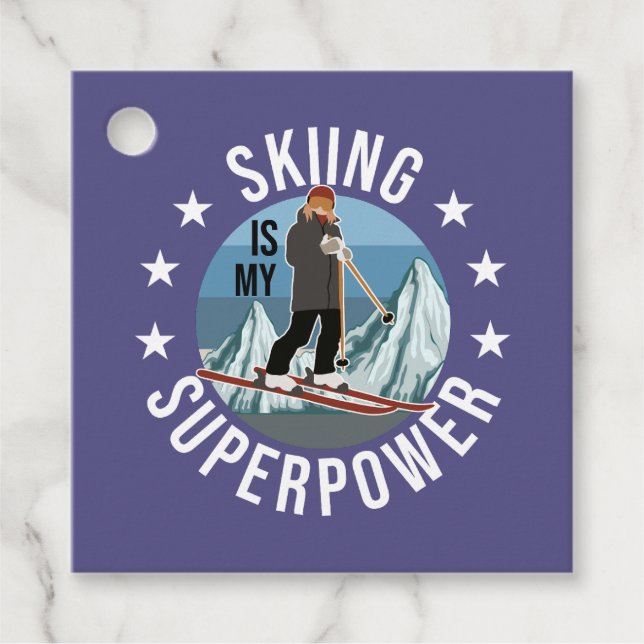 Étiquettes Cadeau Le Ski Est Ma Superpuissance (Devant)