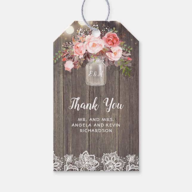 Étiquettes-cadeau Le souffle du bébé et les fleurs roses Mariage rus (Devant)