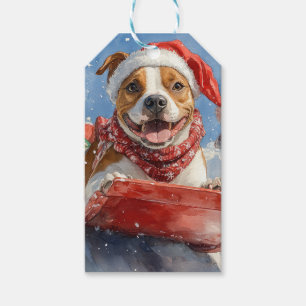 Étiquettes-cadeau Le Staffordshire américain à Noël doré