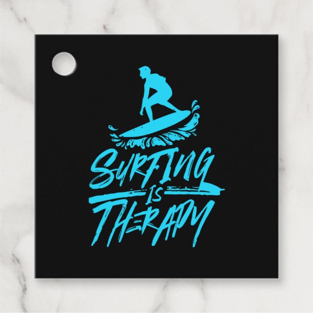 Étiquettes Cadeau Le surf est une thérapie (Devant)