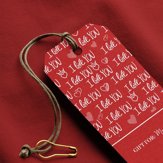 Étiquettes-cadeau Le thème de Valentine Rouge Blanc Je t'aime Motif (Créateur téléchargé)