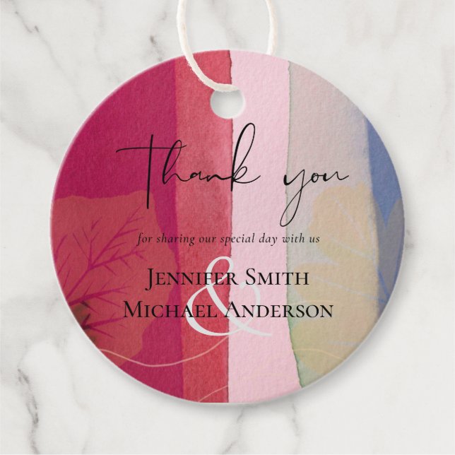 Étiquettes Cadeau LeahG BUDGET Mariage Berry Rouge Purple Aquarelle (Devant)
