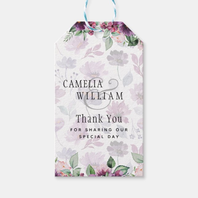 Étiquettes-cadeau LeahG Plum Purple Berry Mariage Floral Automne Hiv (Devant)