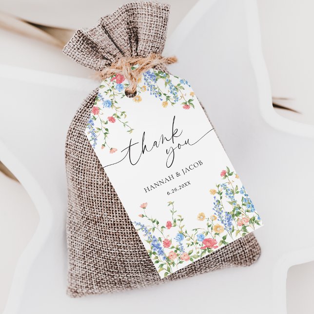Étiquettes-cadeau L'Élégant Mariage Merci Fleur sauvage privilégie (Créateur téléchargé)