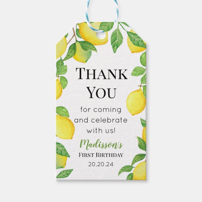 Étiquettes-cadeau Lemon Birthday tag Personalized info (Devant)