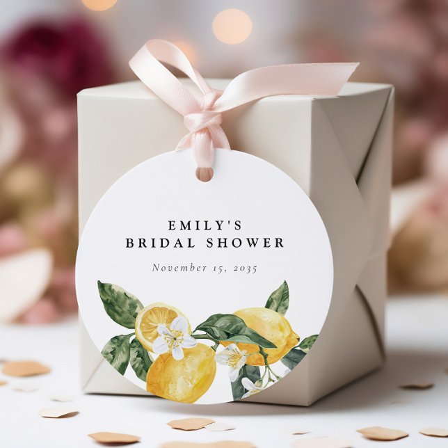 Étiquettes Cadeau Lemon Citrus Main Squeeze Shower de Mariage (Créateur téléchargé)