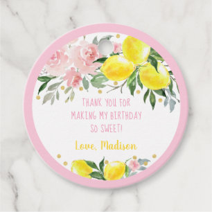 Étiquettes Cadeau Lemonade Sunshine Rose Or Floral Anniversaire