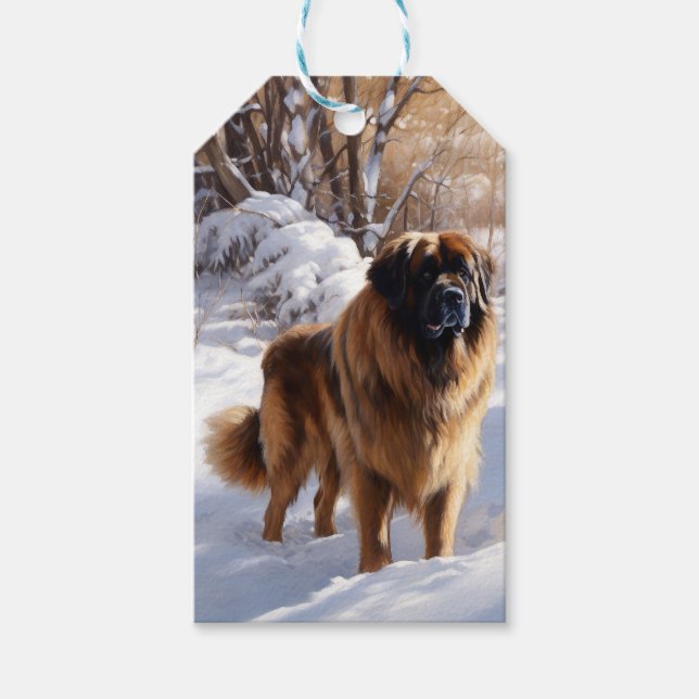 Étiquettes-cadeau Leonberger Laissez-le neiger Noël (Devant)