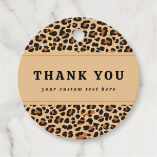 Étiquettes Cadeau Leopard d'automne avec Merci photo personnalisé