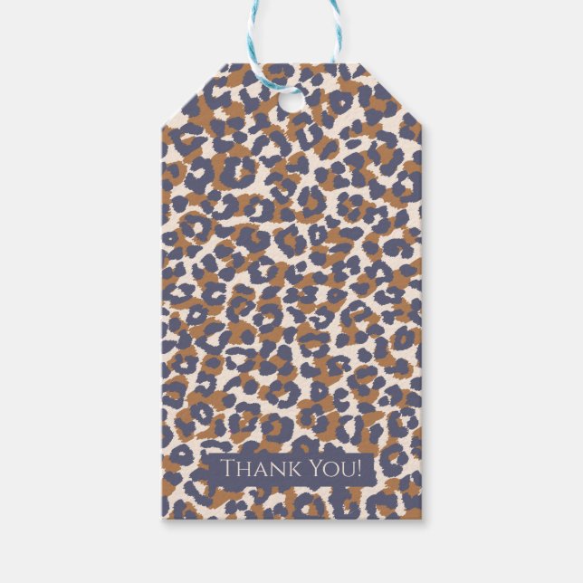 Étiquettes-cadeau Leopard Motif-Bleu et Brown (Devant)