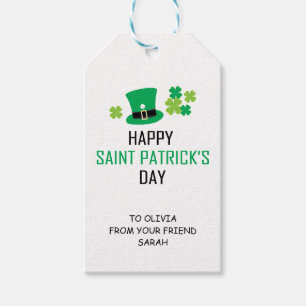Étiquettes-cadeau Leprechaun Casquette et Shamrock St Patrick's Day
